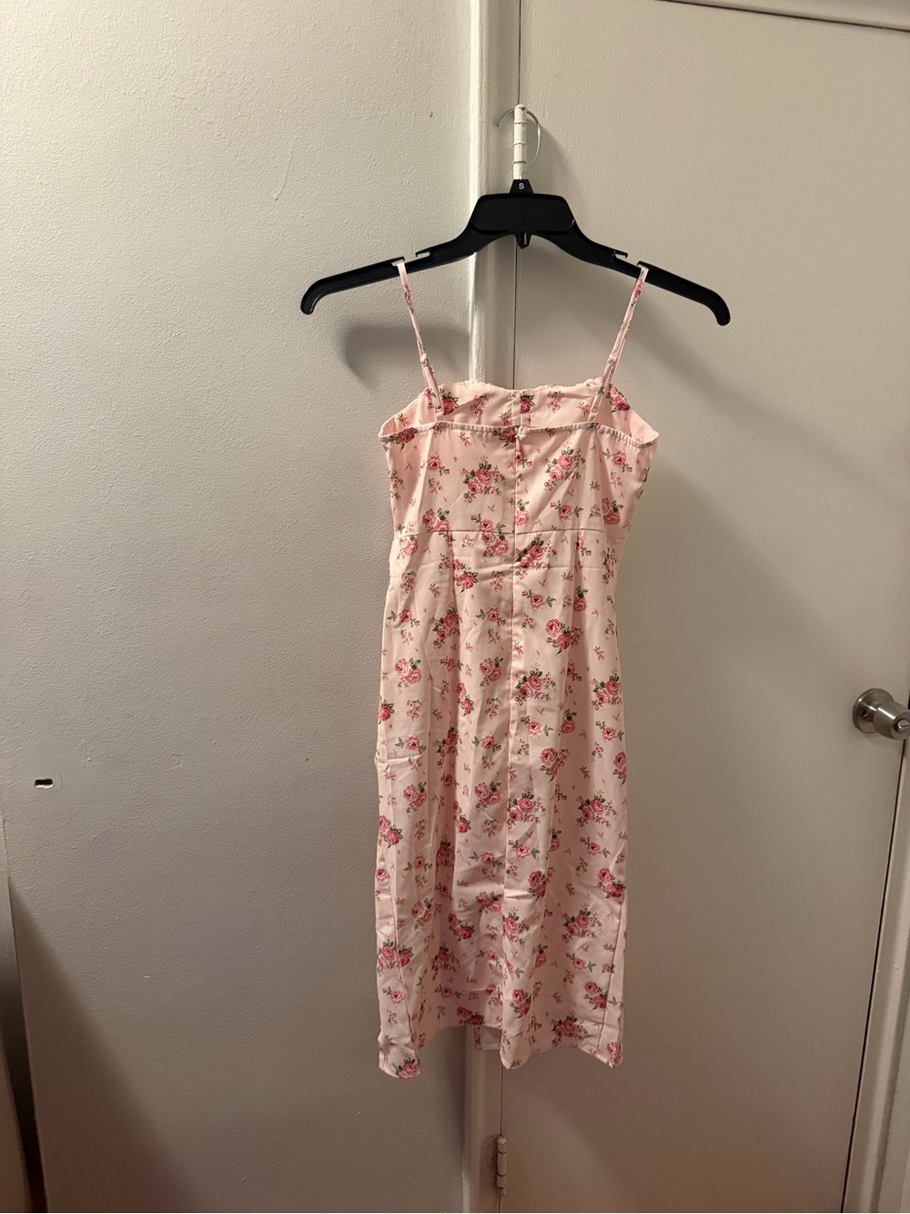 Girls Pink Floral Spaghetti Strap Casual Dress